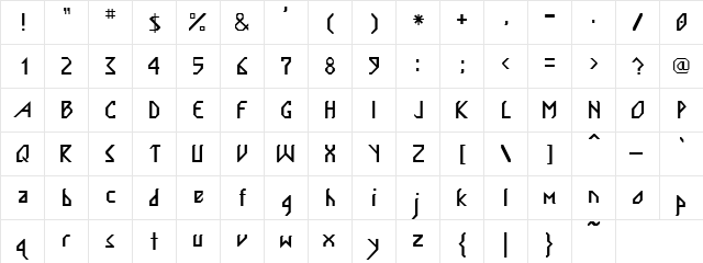 Tripper Regular  glyph index