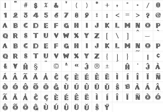 Eklektic Eo Regular  glyph index