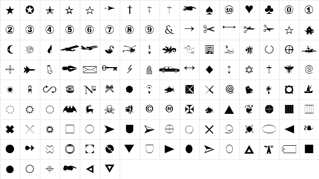 Swan Normal  glyph index