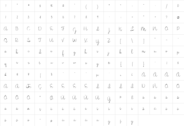 Jasmine Reminiscentse Light  glyph index