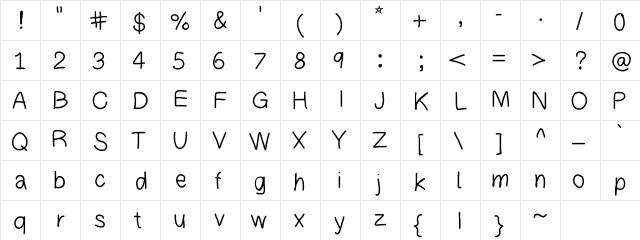 PatchsFont Medium  glyph index