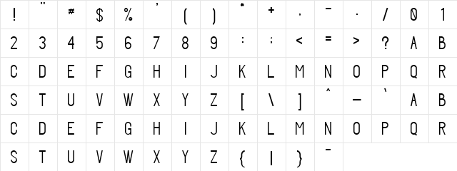 Oswaldesque Regular  glyph index