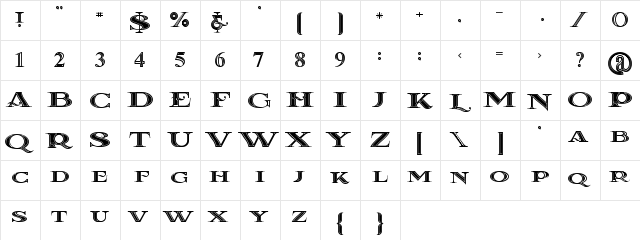 La coste inline Regular  glyph index