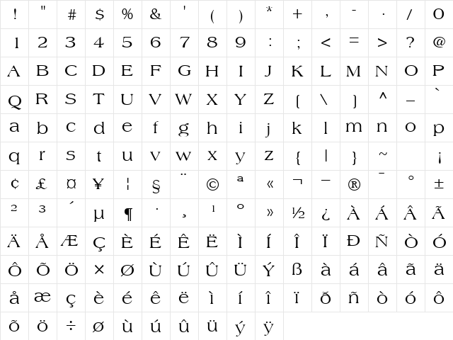 Amalcan Normal  glyph index