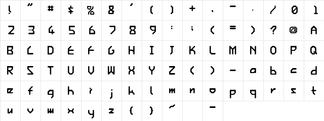 Ishi Regular E.  glyph index