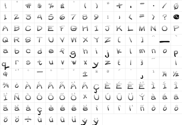 Chalk Dust Regular  glyph index