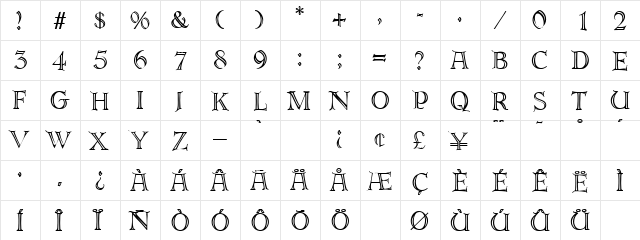 ErbarDeco Regular  glyph index