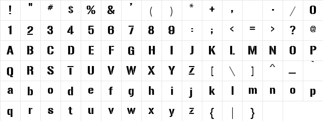 Loaded Regular  glyph index