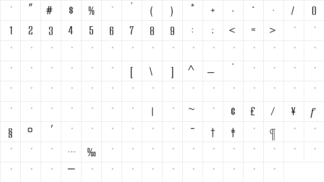 EuropaGrotesqueLightTab Regular  glyph index