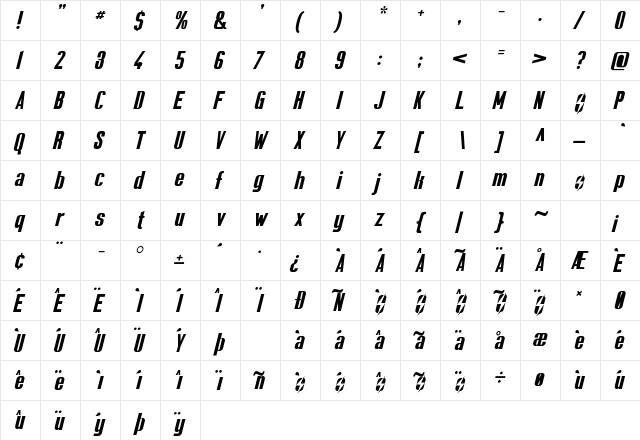 Sole Survivor Regular  glyph index