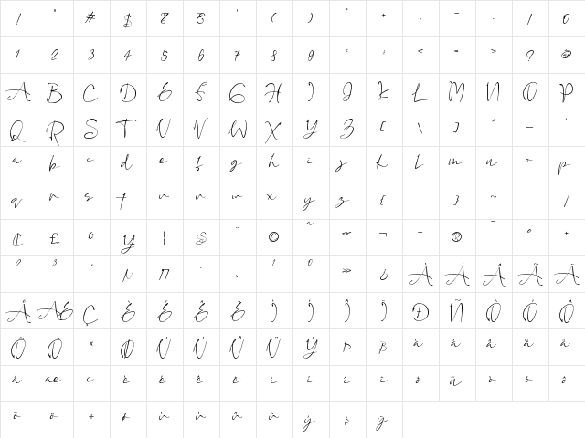 Assinatura Regular  glyph index