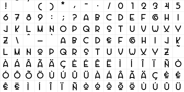 Vila Morena Regular  glyph index