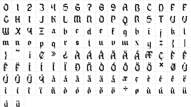 Battom Glory Regular  glyph index