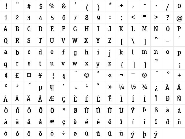 OfficinaSerOSITCTT Medium  glyph index