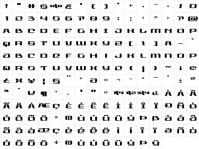 Range Paladin Expanded Expanded  glyph index