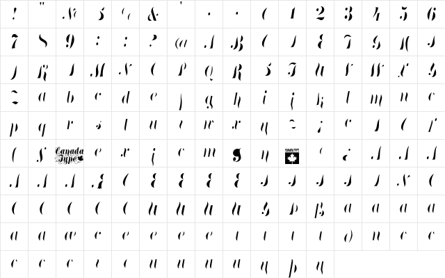 Treasury System Inline Regular  glyph index
