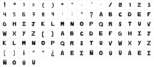 cachetona Regular  glyph index