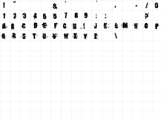 loserboi grunge Regular  glyph index