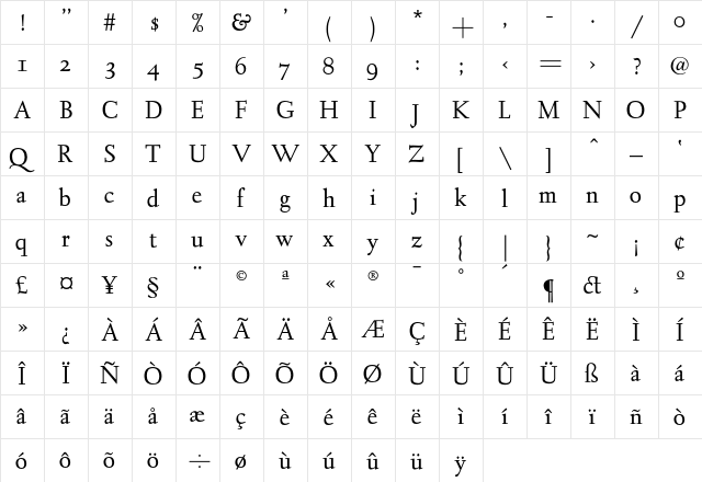 KaatskillH Regular  glyph index