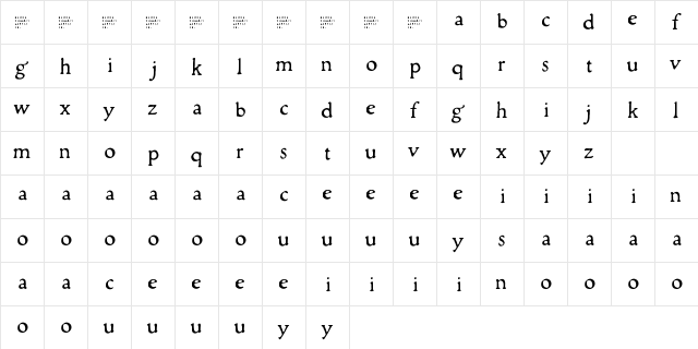 Alchemion Demo Regular  glyph index