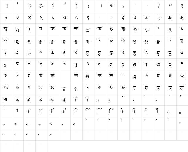SD-TTSurekh Normal  glyph index