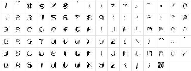 Pixcel Regular  glyph index