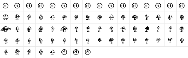 Shrooms Regular  glyph index