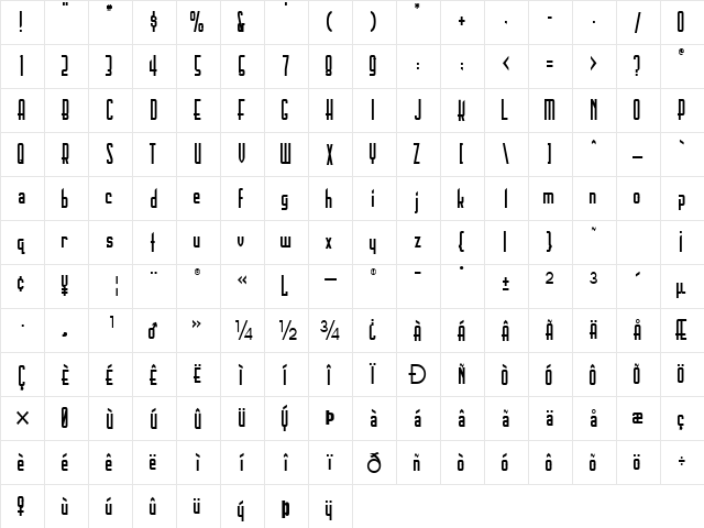 Boasting Regular  glyph index