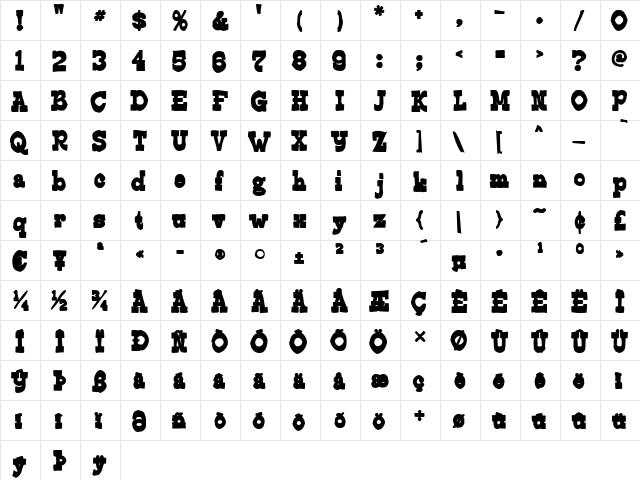 Edmunds Ink Regular  glyph index