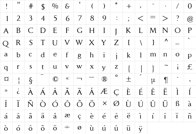 Daily News BQ Regular  glyph index