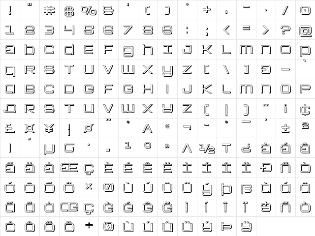 Colony Marines 3D Regular  glyph index