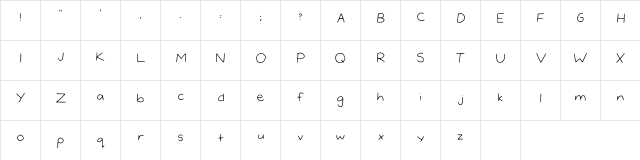 Delphines Handwriting Regular  glyph index