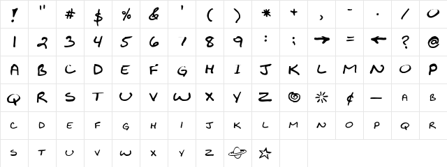 Bikly Bold  glyph index