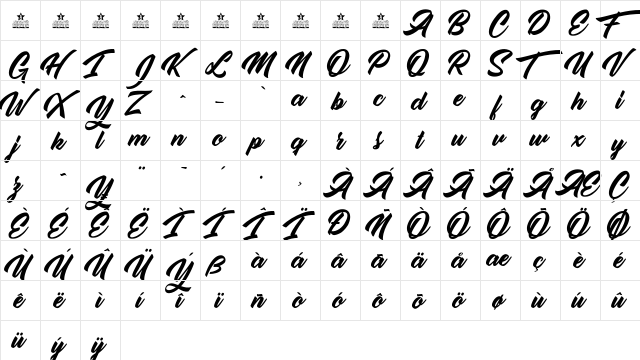 Sweet Sixteen Regular  glyph index