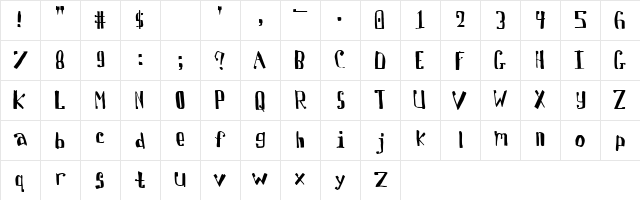 Davis Regular  glyph index