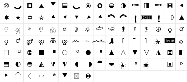 Quirks ICG Regular  glyph index