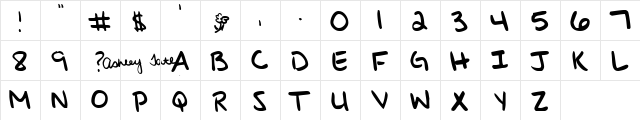 Ashley's Writing Regular  glyph index