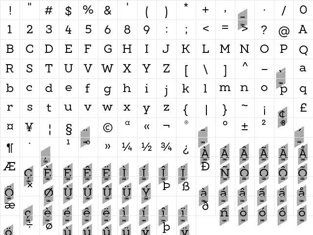 XXII Geom Slab DEMO Regular  glyph index