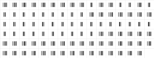 New Regular  glyph index