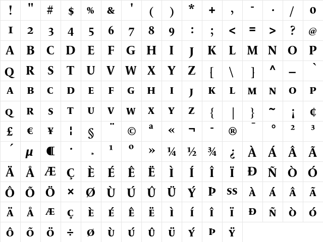 LeMonde Livre SC Bold  glyph index