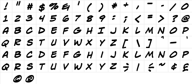 Lint McCree BB Bold  glyph index