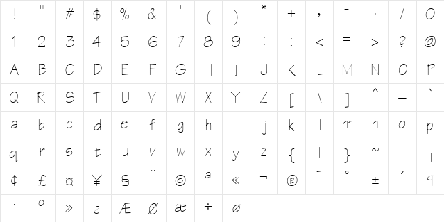 Notetaker Regular  glyph index