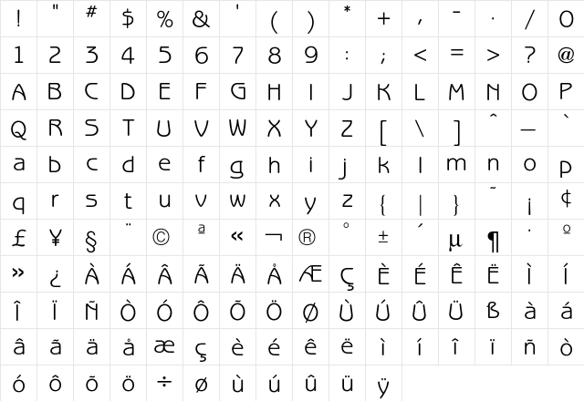 Benguiat GothicBook  glyph index