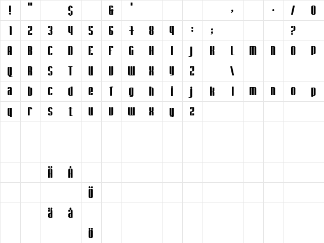 Jade Monkey Regular  glyph index