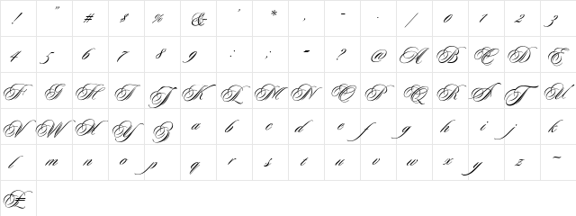 Duet Regular  glyph index