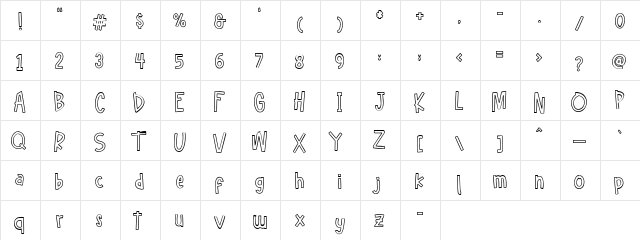 Hellofreeday Outline DEMO Regular  glyph index
