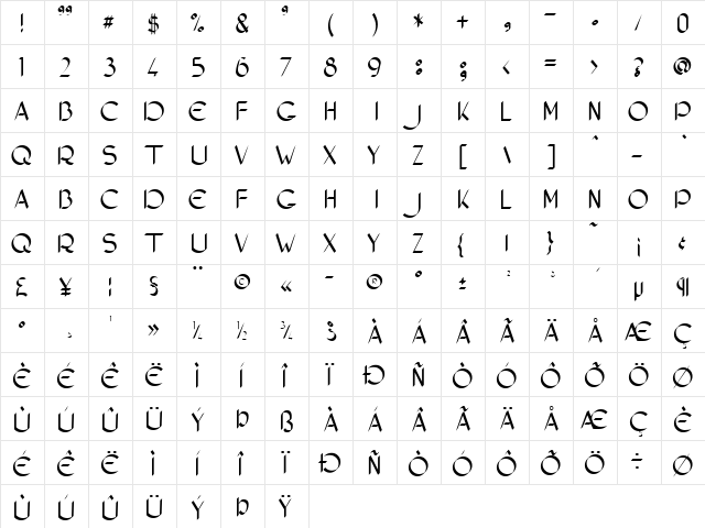 ZElegant_CapsDemo Normal  glyph index
