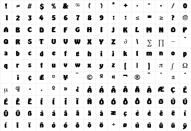 HoboExtraBold DB Medium  glyph index