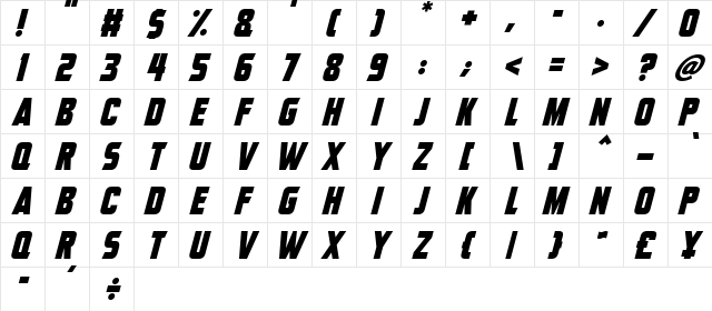 This Is The Future Italic  glyph index