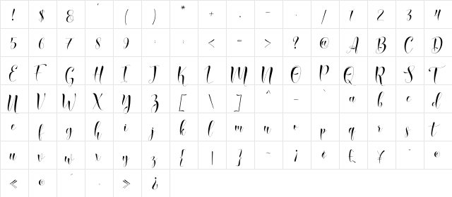Qasmi Script Regular  glyph index
